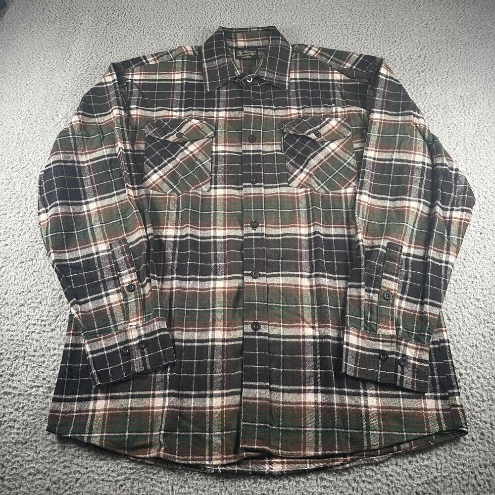 The Vermont Flannel Co Shirt Mens XL Green Plaid Cotton Flannel Button Up Casual